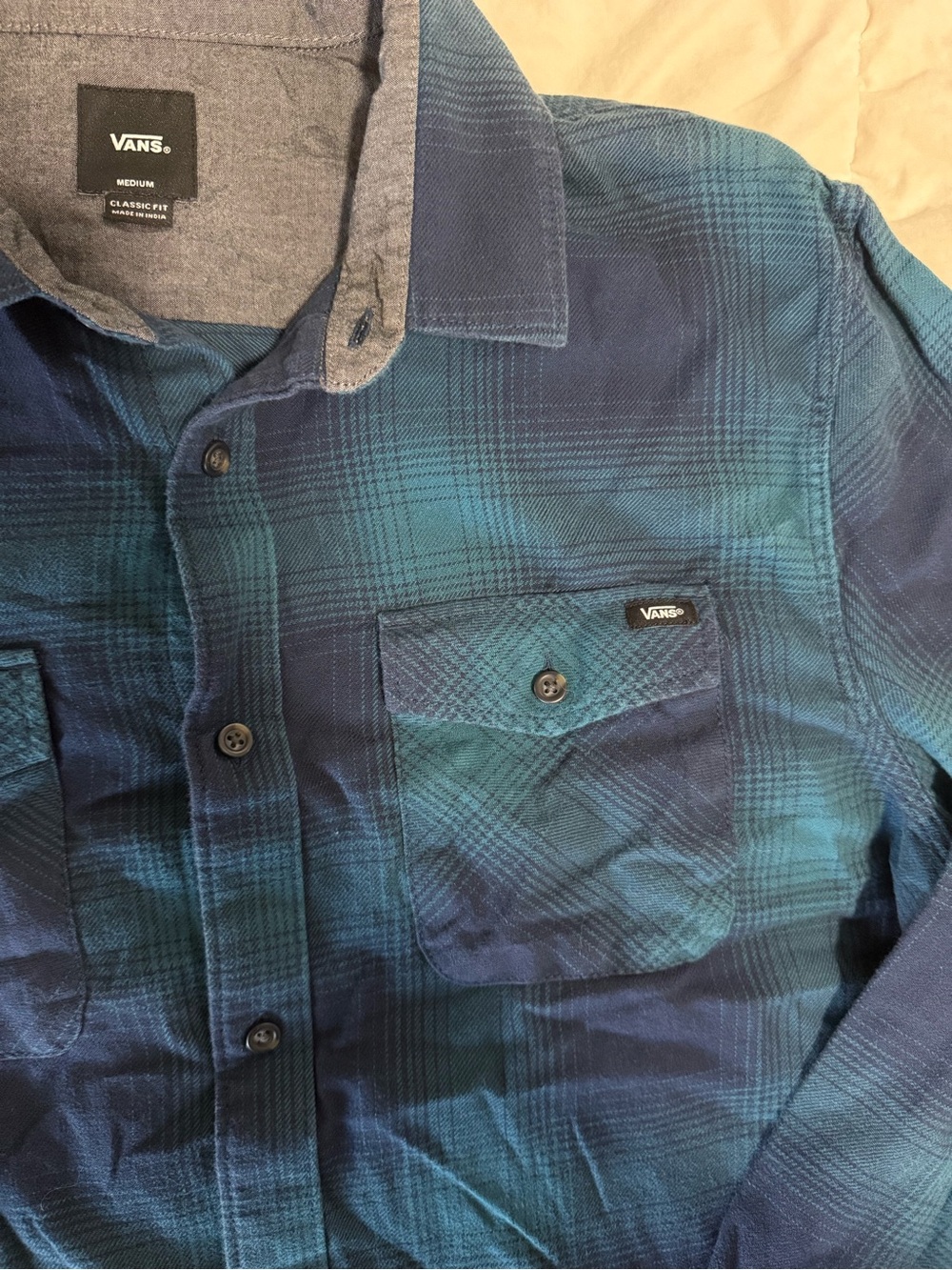 Vans Blue Teal Plaid Button-Up Shirt